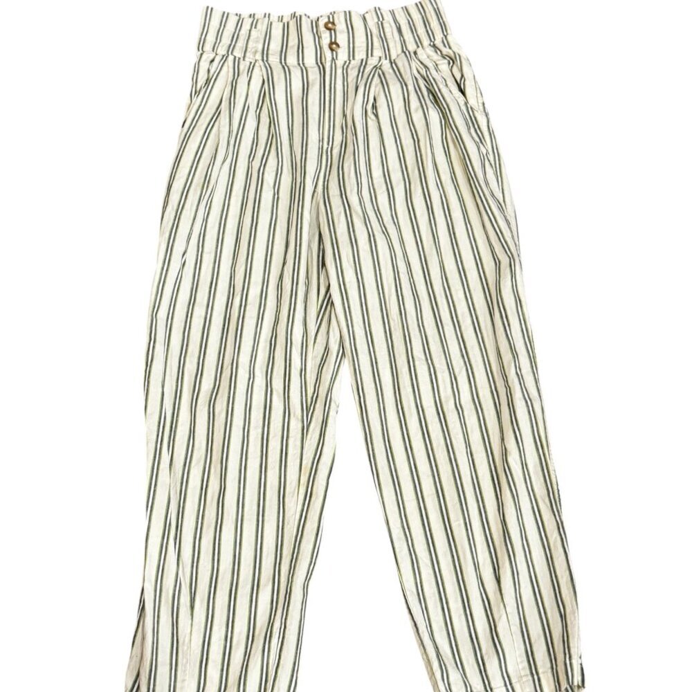 Urban Outfitters Sloan High Rise Striped Linen Blend Cropped Pants Size S